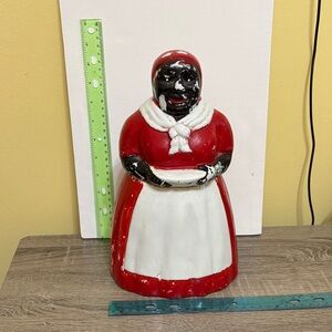 Vintage Red and White Ceramic Kitchen Storage Jar